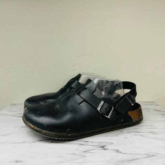 Birkenstock Tokio Super Grip Black Leather Clogs Women’s Size 9.5 - Picture 1 of 12